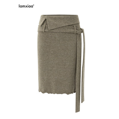 iamxiaa_Gray_Green_Textured_Knit_High_Stretch_Fold_Over_Waist_Women&