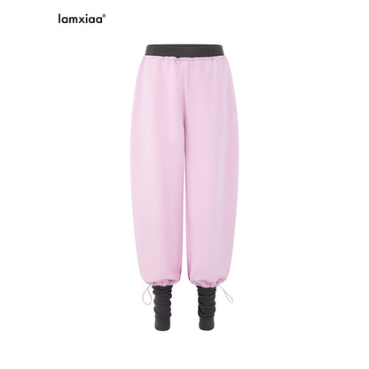 iamxiaa_Gray_Pink_Colorblock_Ribbed_Low_Waist_Faux_Two_Piece_Women&