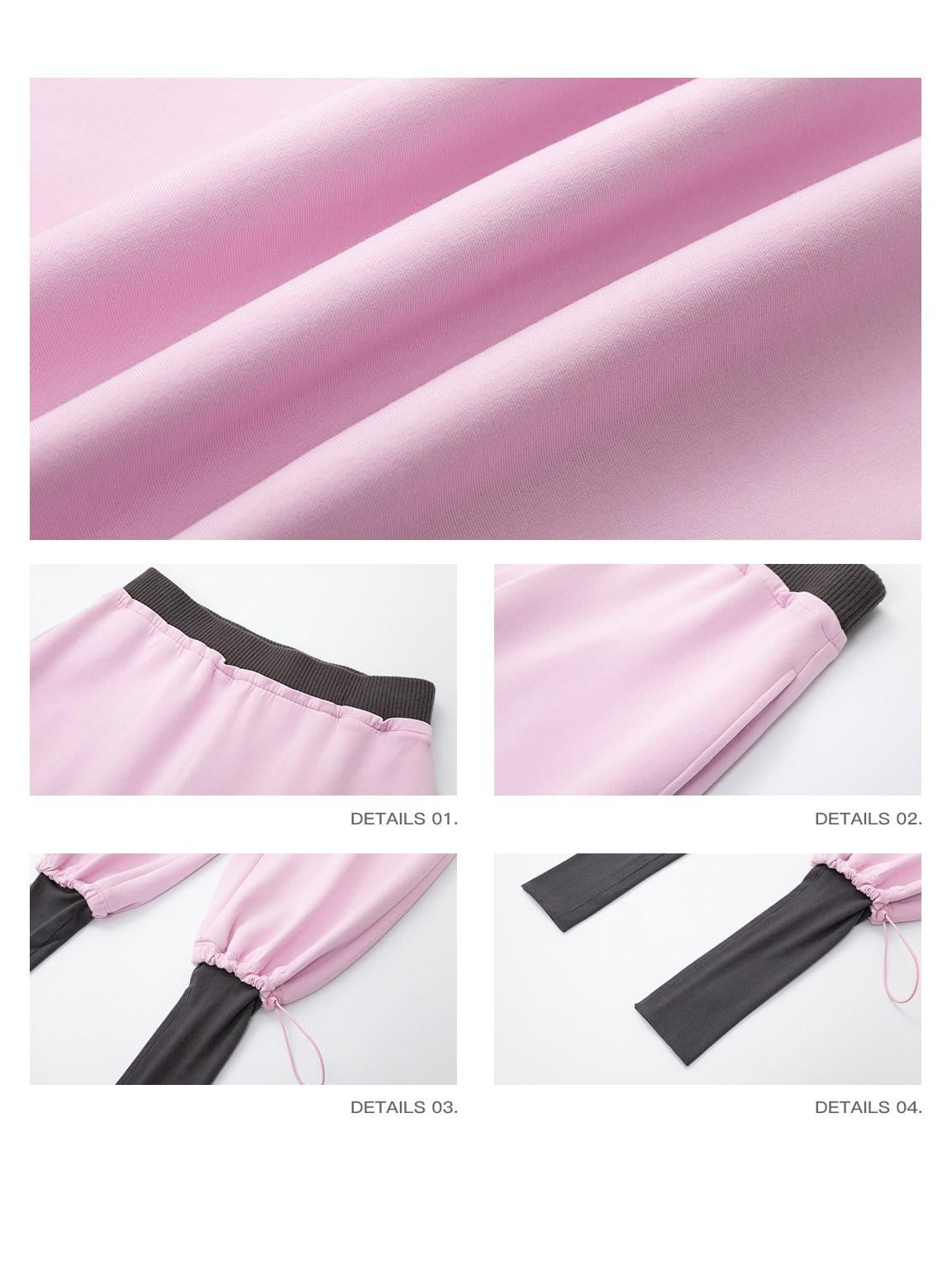 iamxiaa Gray Pink Colorblock Ribbed Low Waist Faux Two Piece Women&
