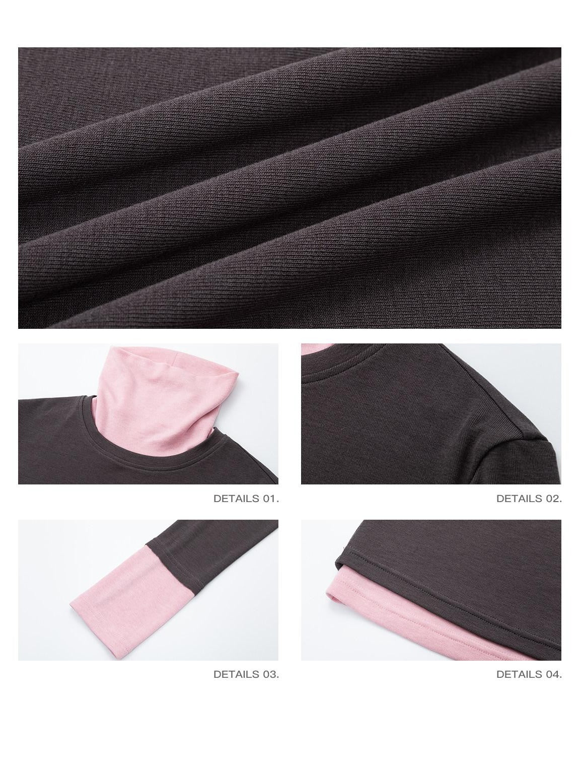 iamxiaa Gray Pink Patch Offset Layered Double Layer Collar Women&