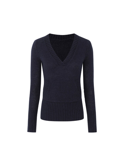 iamxiaa_Gray_Ribbed_V-neck_Chunky_Knit_Plush_Women&