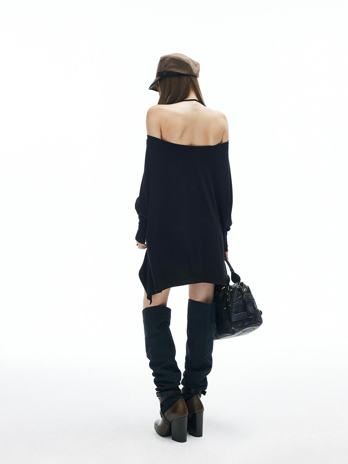 iamxiaa Halter Spaghetti Convertible Asymmetric Batwing Women&