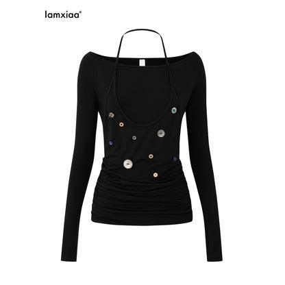 iamxiaa_Hand_Sewn_Button_Ruching_Halter_Women&