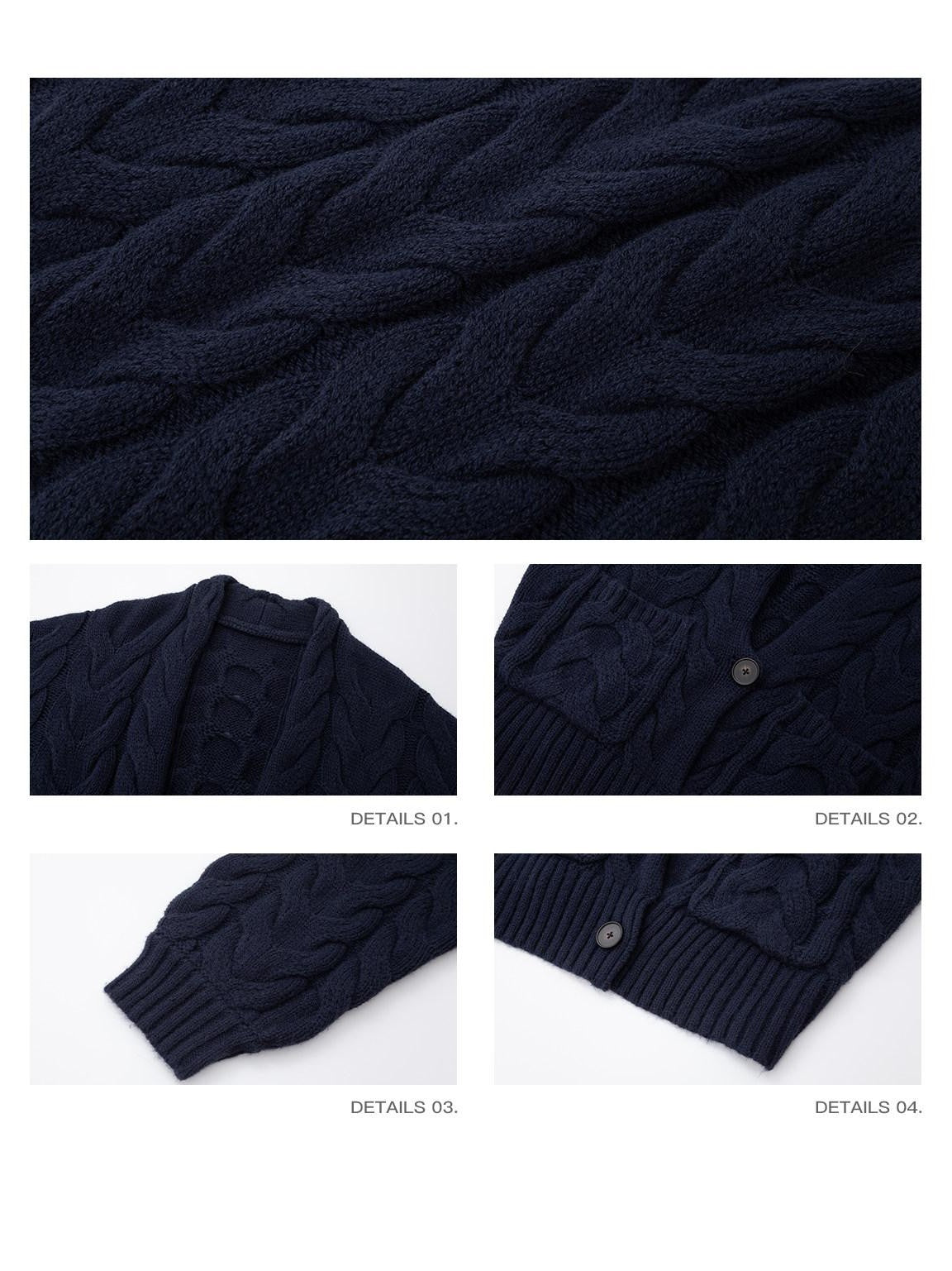 iamxiaa Handcrafted Chunky Cable Knit Deep V Drop Shoulder Women&