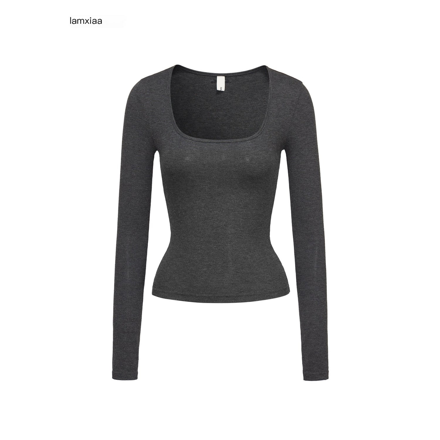 iamxiaa_Heather_Gray_Coffee_Green_Square_U_Neck_Narrow_Slim_Women&