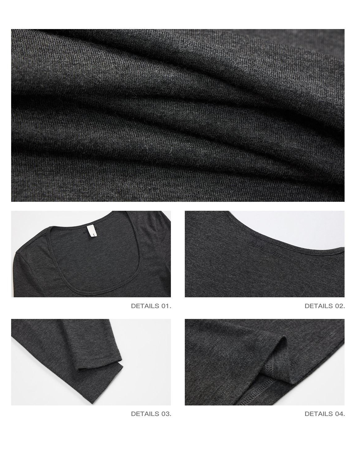 iamxiaa Heather Gray Coffee Green Square U Neck Narrow Slim Women&
