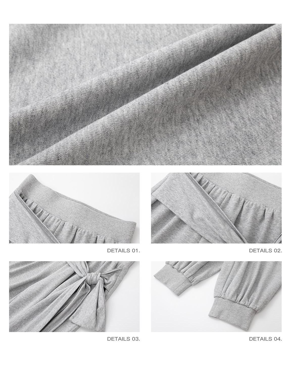 iamxiaa Heather Grey Ribbed Wide Waist Tie Drop Crotch Harem Women&