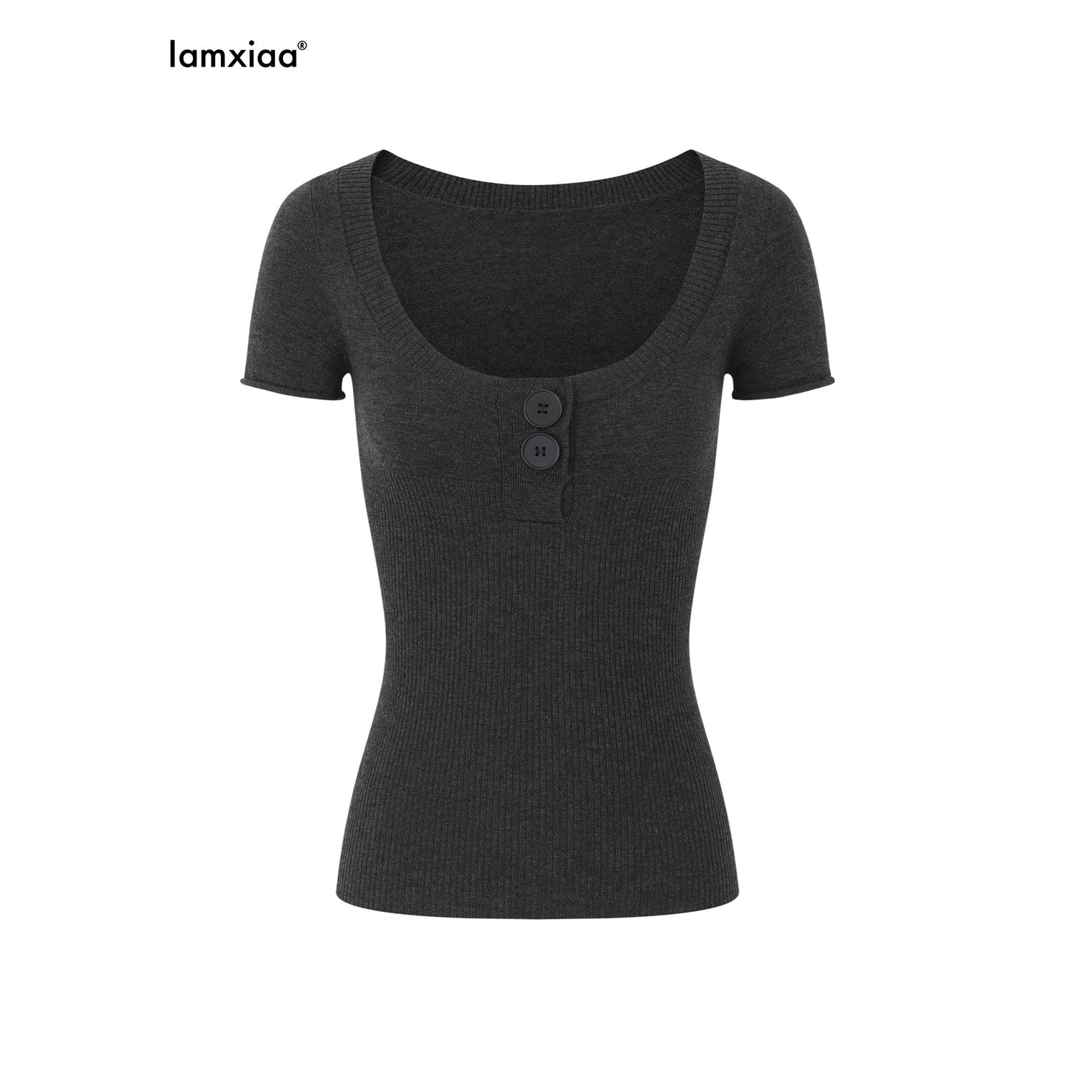 iamxiaa_Henley_Buttoned_Frayed_Edge_Women&