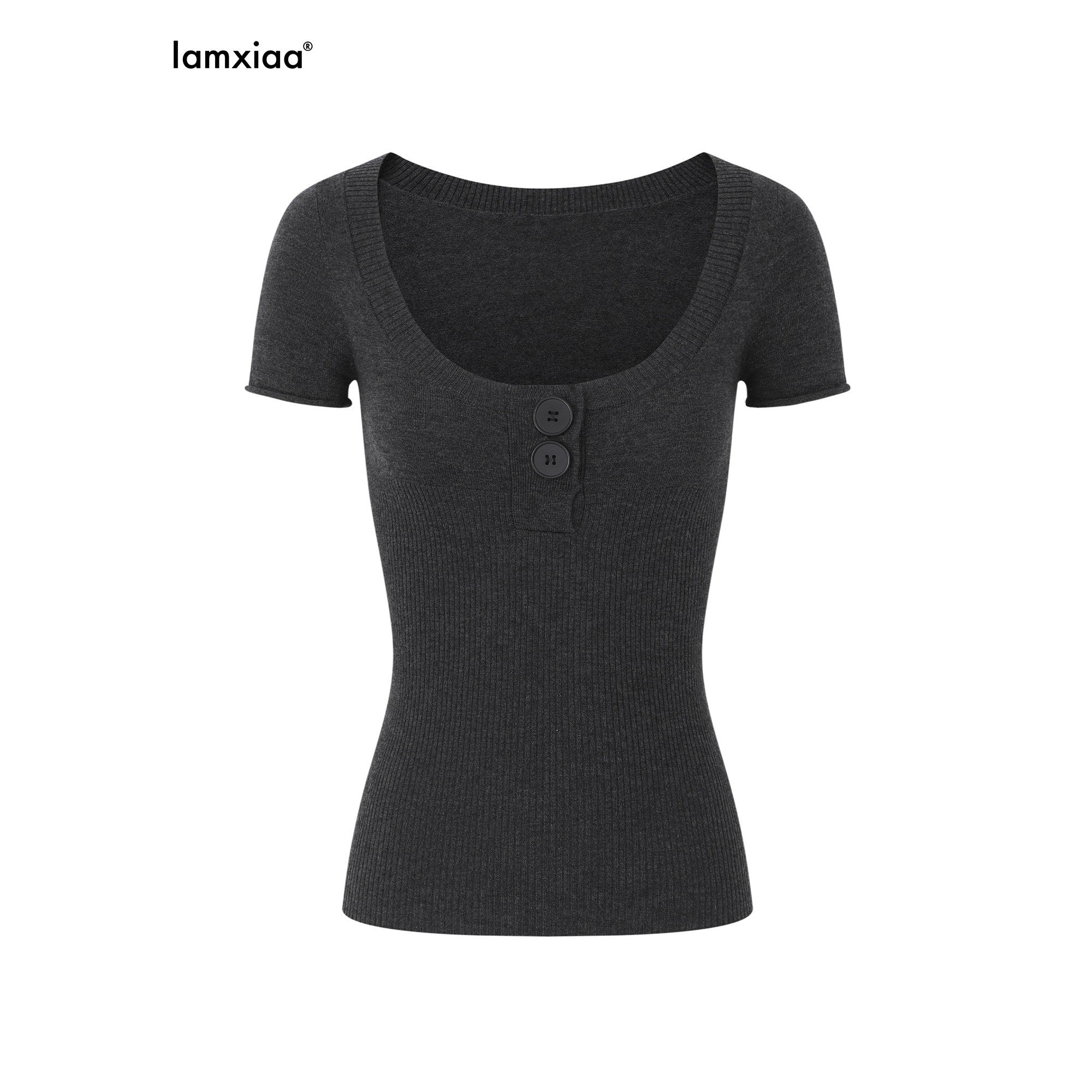 iamxiaa_Henley_Buttoned_Frayed_Edge_Women&