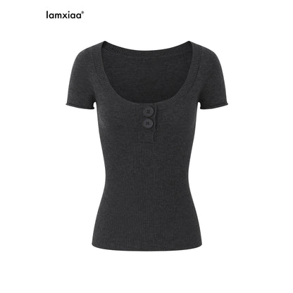 iamxiaa_Henley_Buttoned_Frayed_Edge_Women&