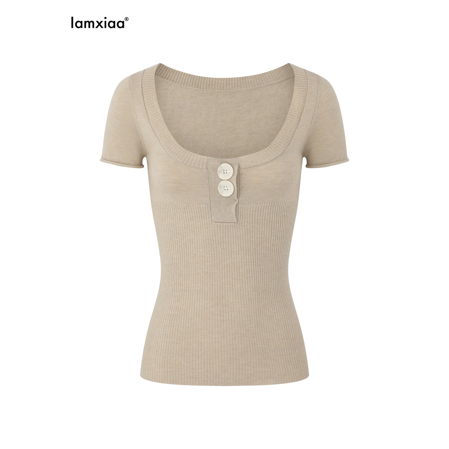 iamxiaa_Henley_Buttoned_Frayed_Edge_Women&