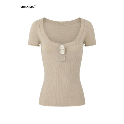 iamxiaa_Henley_Buttoned_Frayed_Edge_Women&