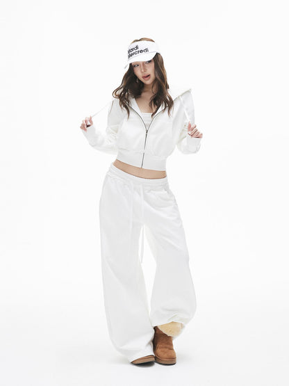iamxiaa Hooded Cinched Cropped Low Waist Drawstring Curved Women&