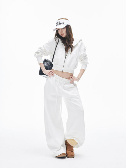 iamxiaa Hooded Cinched Cropped Low Waist Drawstring Curved Women&