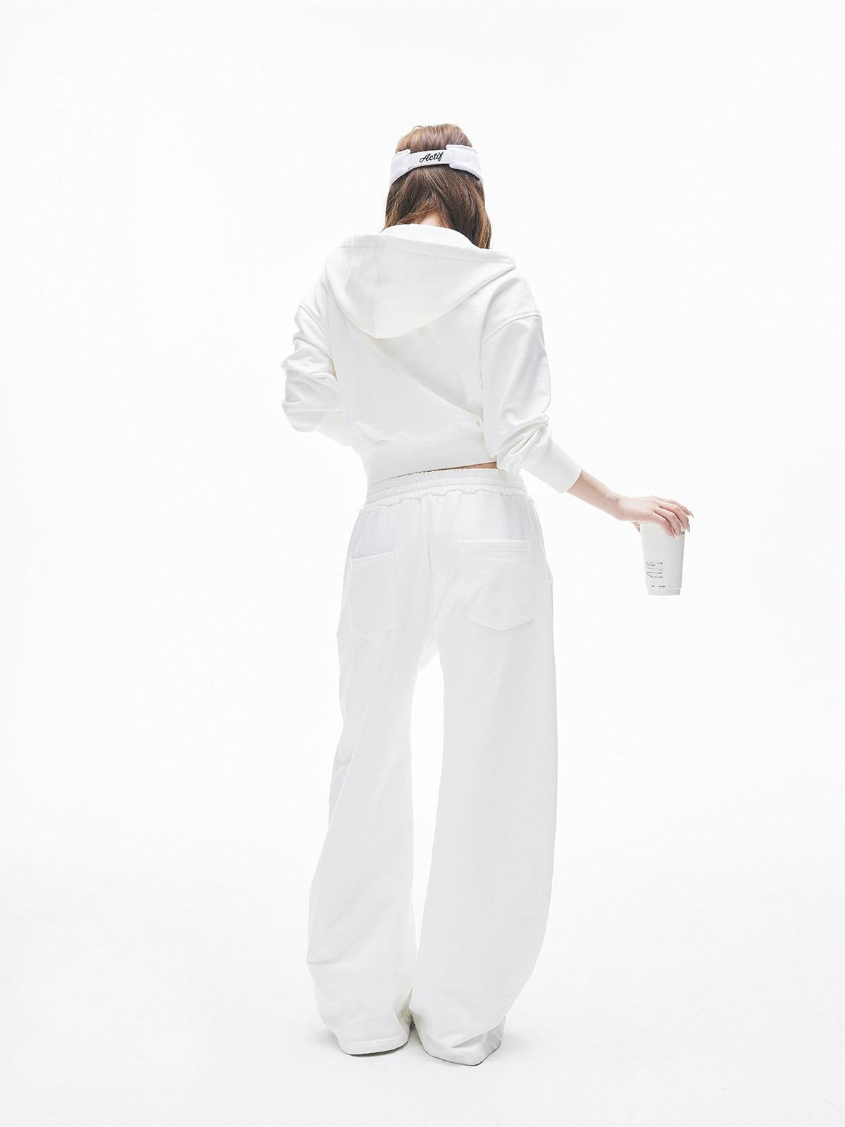 iamxiaa Hooded Cinched Cropped Low Waist Drawstring Curved Women&