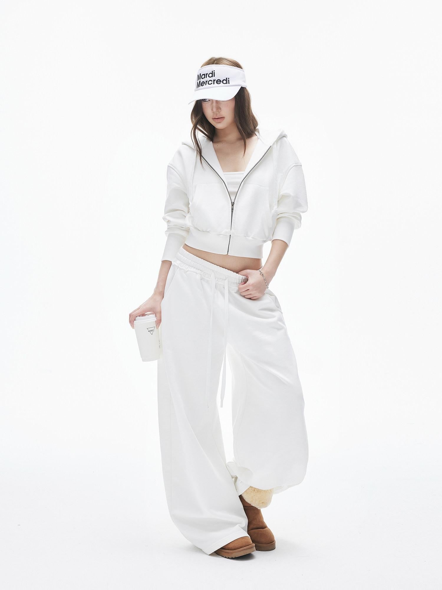 iamxiaa Hooded Cinched Cropped Low Waist Drawstring Curved Women&