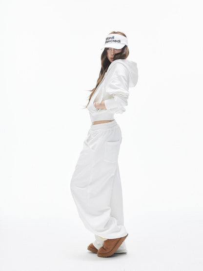 iamxiaa Hooded Cinched Cropped Low Waist Drawstring Curved Women&