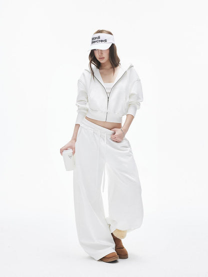 iamxiaa Hooded Cinched Cropped Low Waist Drawstring Curved Women&