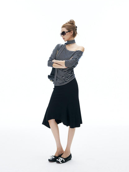 iamxiaa Irregular Wave Hem Low Waist Hip Hugging Women&