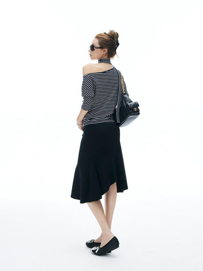 iamxiaa Irregular Wave Hem Low Waist Hip Hugging Women&