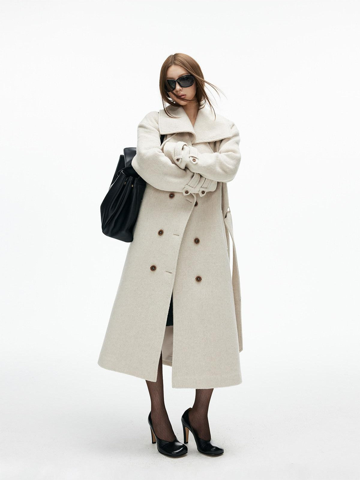 iamxiaa Ivory Deconstructed H Silhouette Notched Lapel Women&