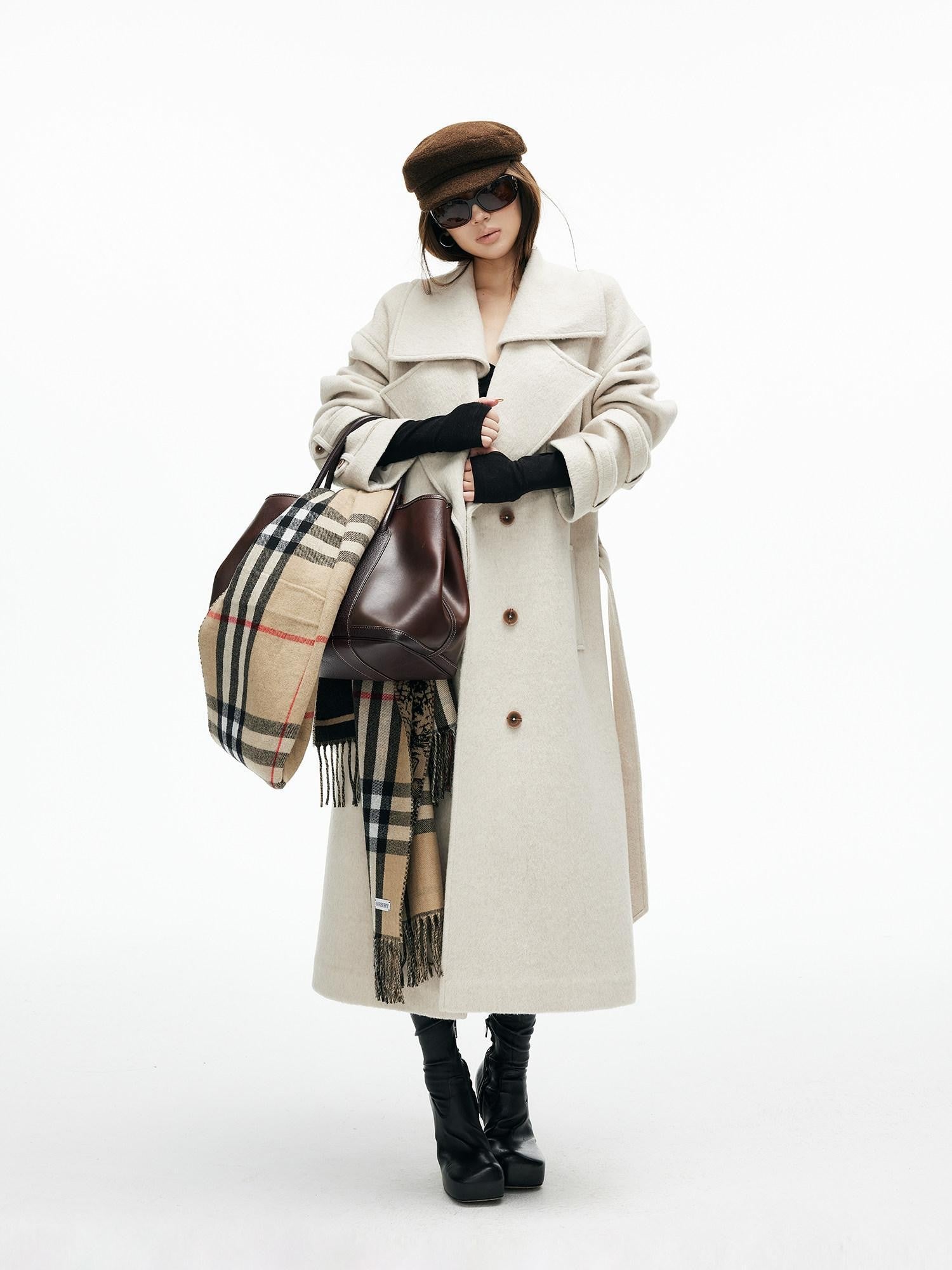 iamxiaa Ivory Deconstructed H Silhouette Notched Lapel Women&