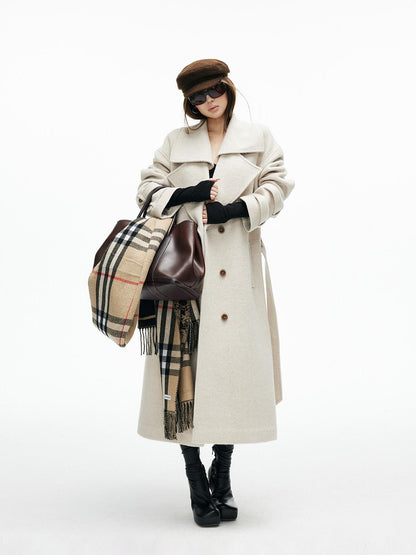 iamxiaa Ivory Deconstructed H Silhouette Notched Lapel Women&