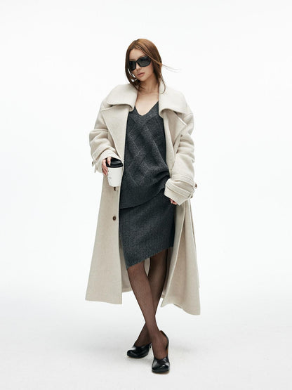 iamxiaa Ivory Deconstructed H Silhouette Notched Lapel Women&