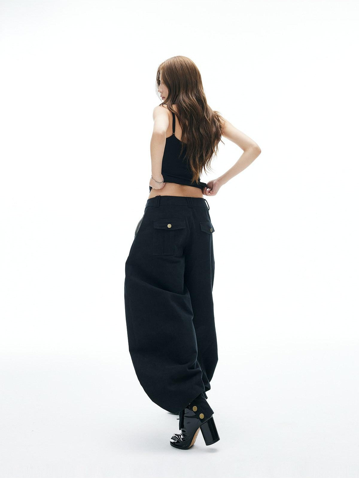 iamxiaa Japanese Low Waist Cocoon Button Women&