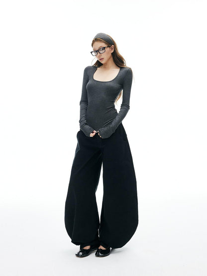 iamxiaa Japanese Low Waist Cocoon Button Women&