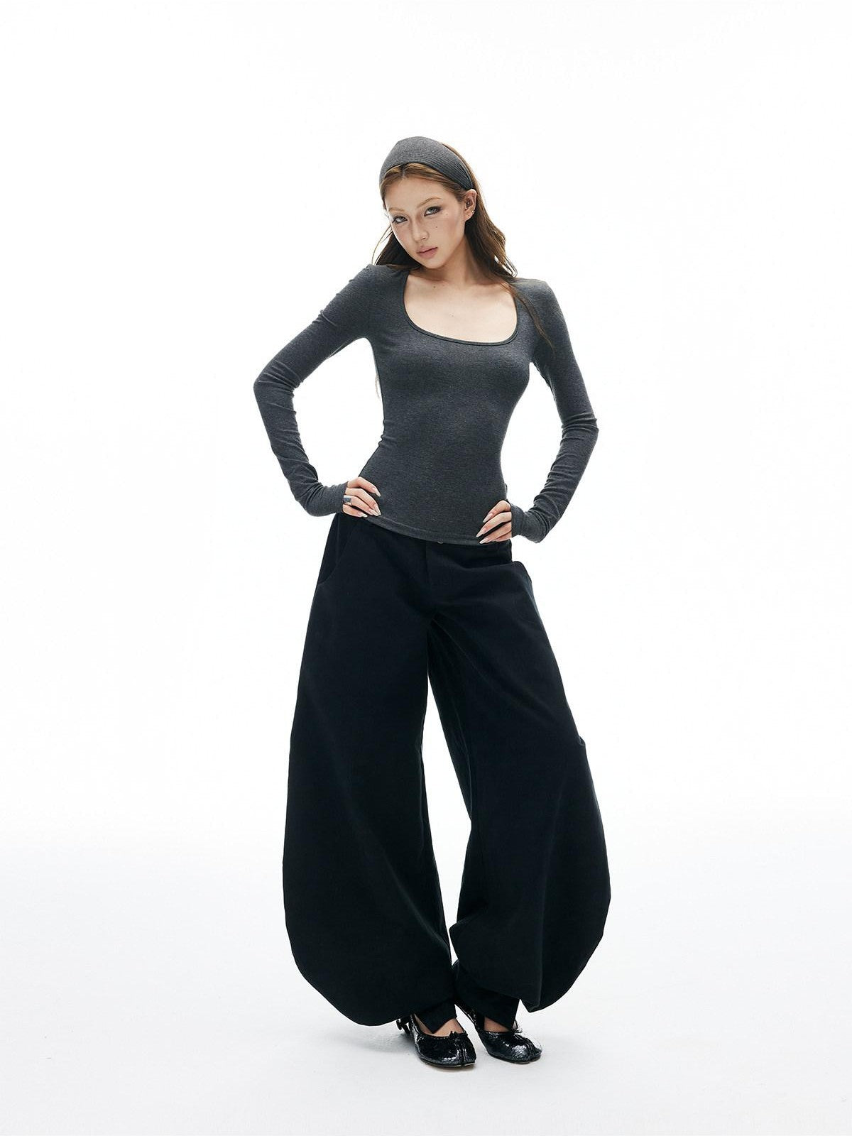 iamxiaa Japanese Low Waist Cocoon Button Women&