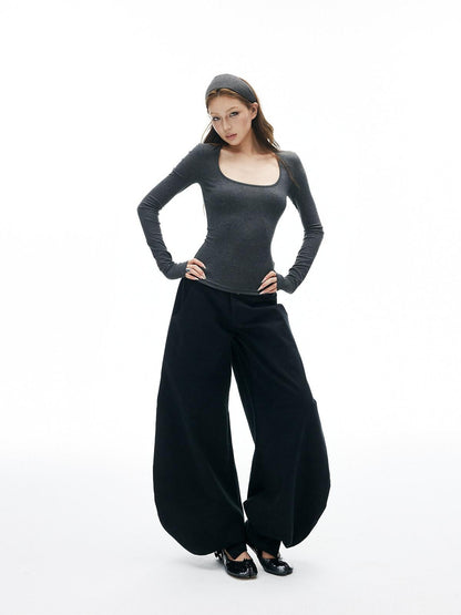 iamxiaa Japanese Low Waist Cocoon Button Women&