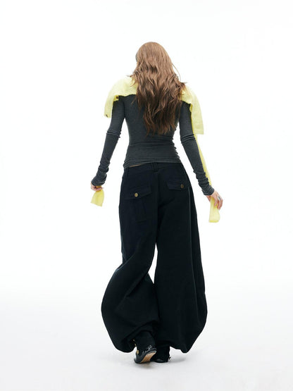 iamxiaa Japanese Low Waist Cocoon Button Women&