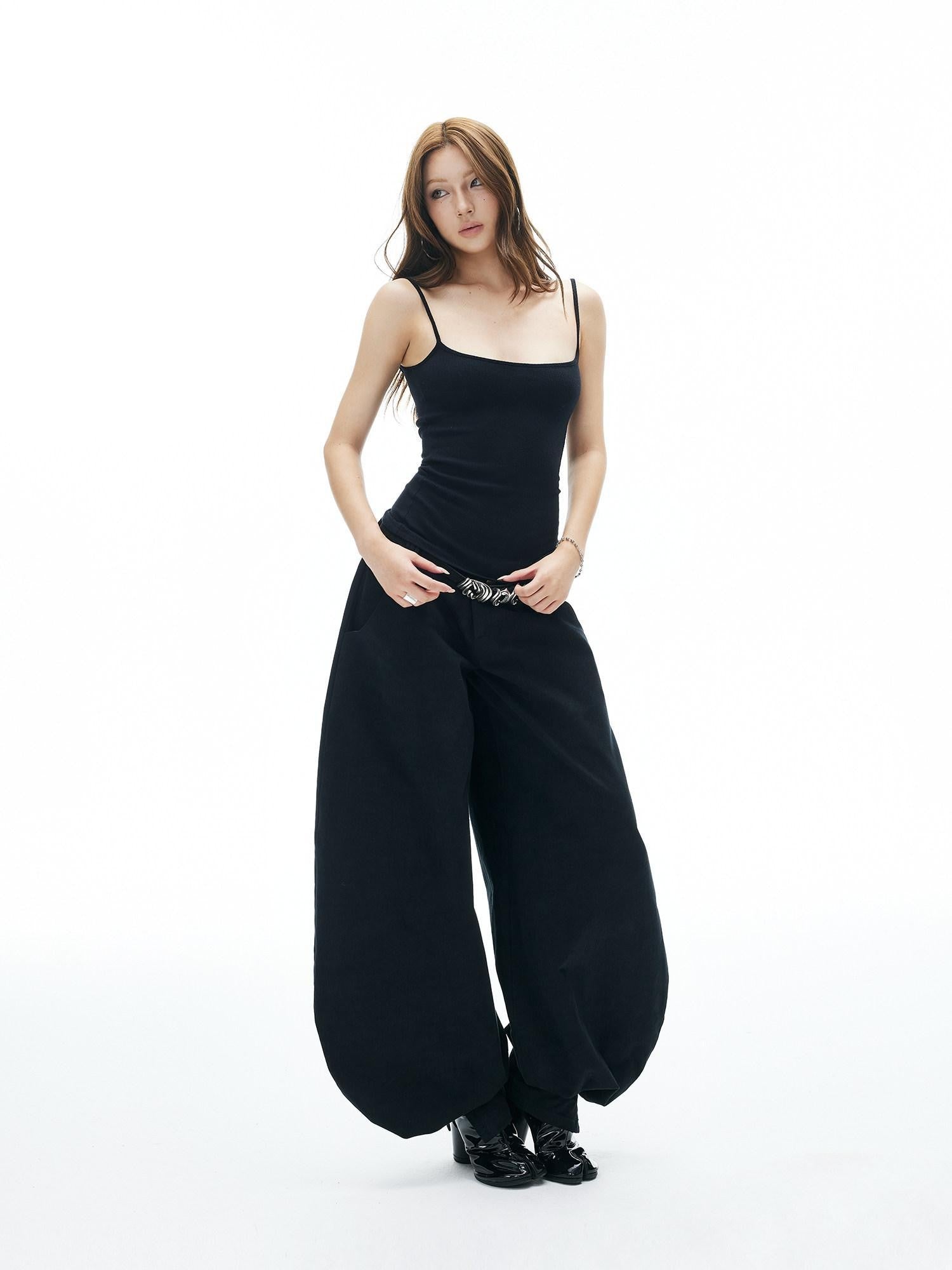 iamxiaa Japanese Low Waist Cocoon Button Women&