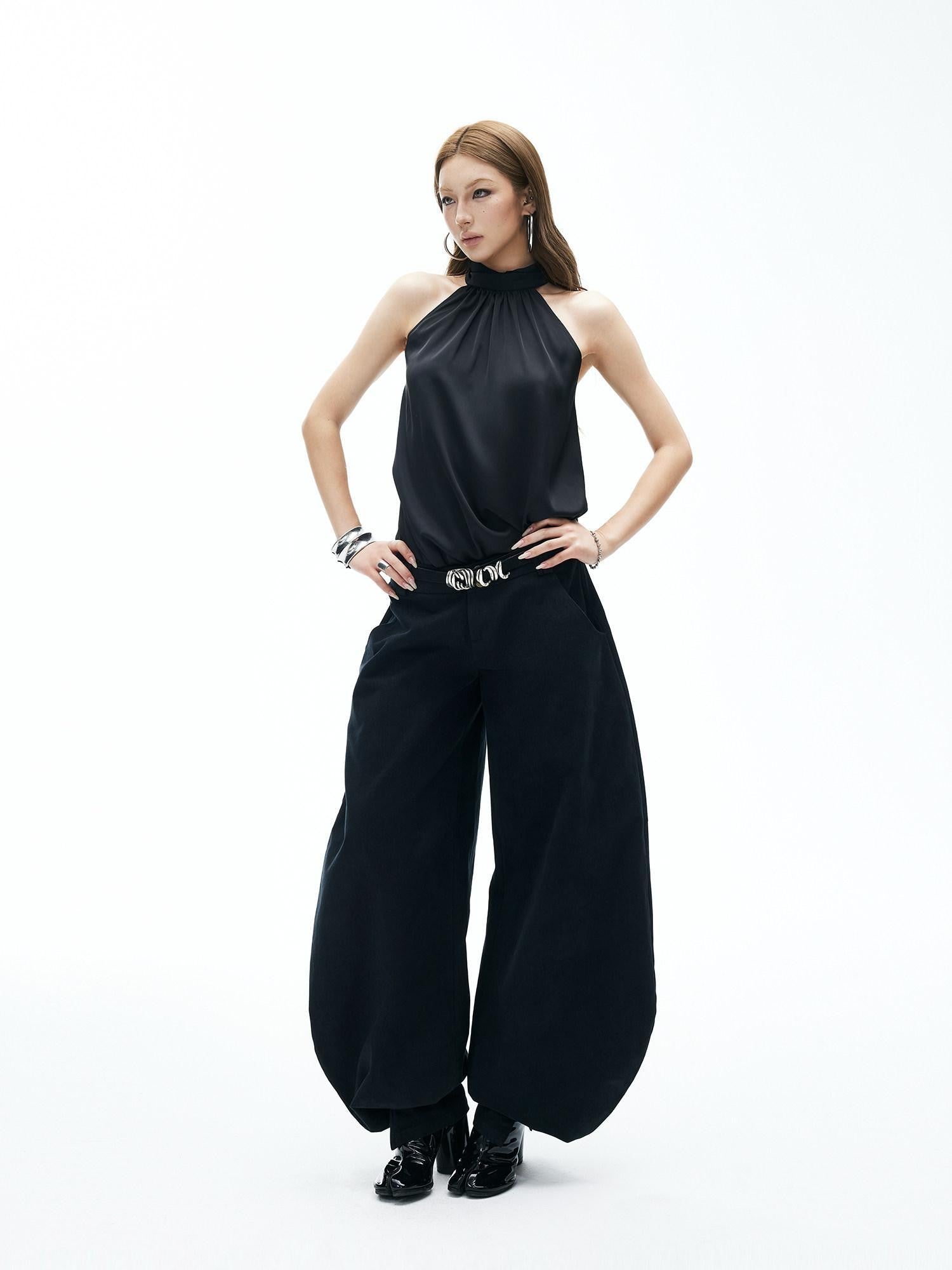 iamxiaa Japanese Low Waist Cocoon Button Women&