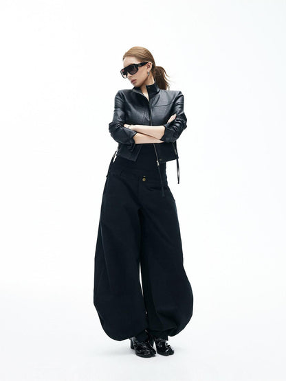 iamxiaa Japanese Low Waist Cocoon Button Women&