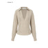 iamxiaa_Khaki_Textured_V-neck_Back_Tie_Drop_Shoulder_Women&