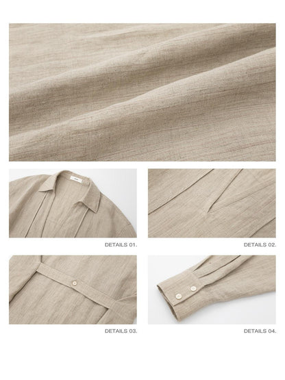 iamxiaa Khaki Textured V-neck Back Tie Drop Shoulder Women&