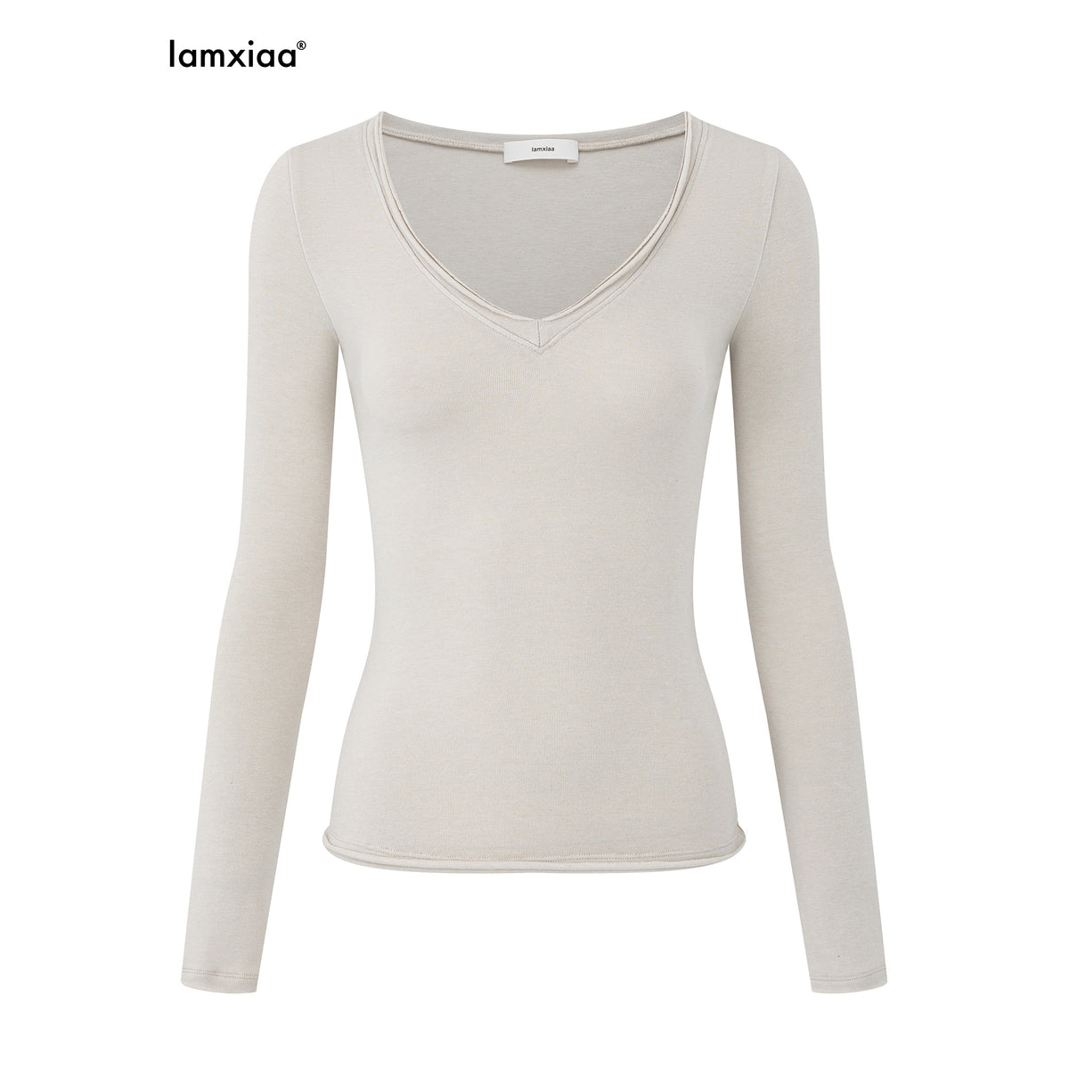 iamxiaa_Knitted_Deep_V-neck_Rolled_Edge_Slim_Fit_Modal_Women&
