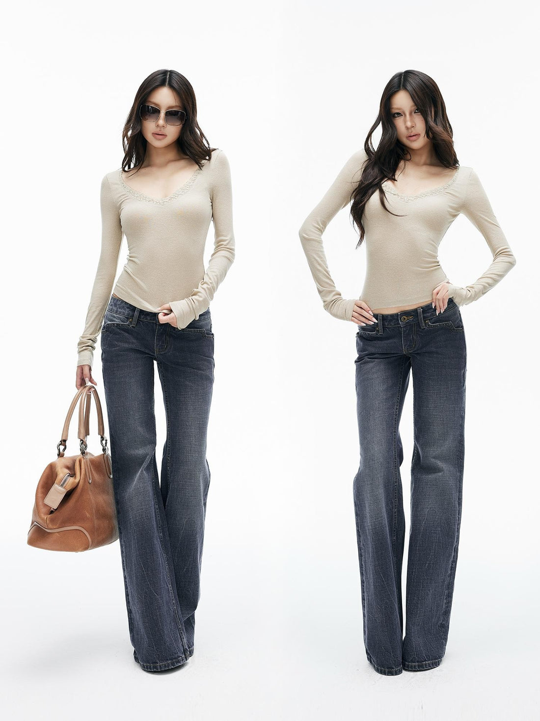 iamxiaa Lace Trim Sweetheart Neck Lyocell Linen Women&