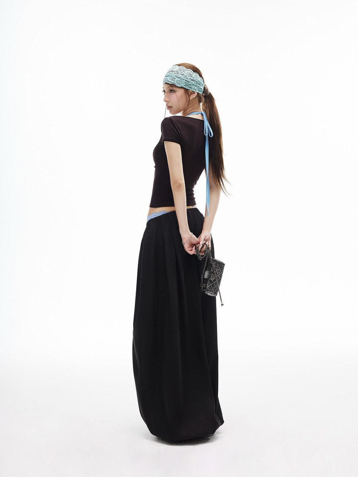 iamxiaa Lantern Wide Leg Low Waist Adjustable Drawstring Women&