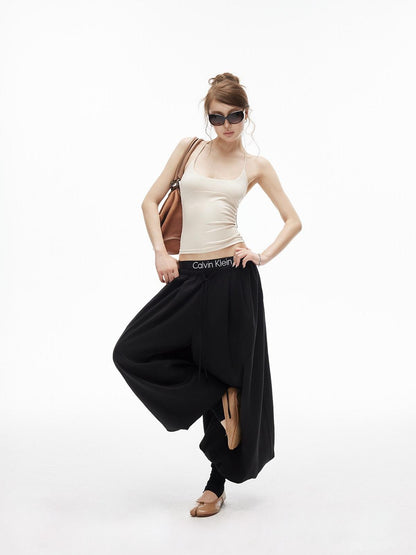 iamxiaa Lantern Wide Leg Low Waist Adjustable Drawstring Women&