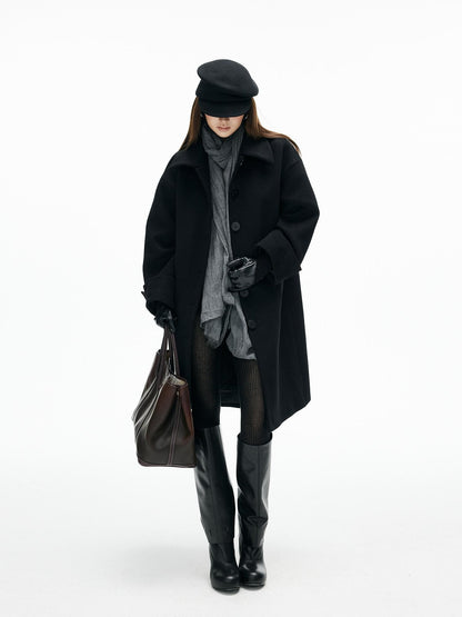 iamxiaa Lapel Hline Cocoon Sleeve Button Front Women&