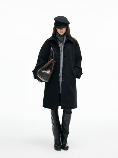 iamxiaa Lapel Hline Cocoon Sleeve Button Front Women&