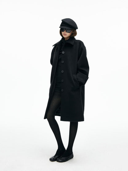 iamxiaa Lapel Hline Cocoon Sleeve Button Front Women&