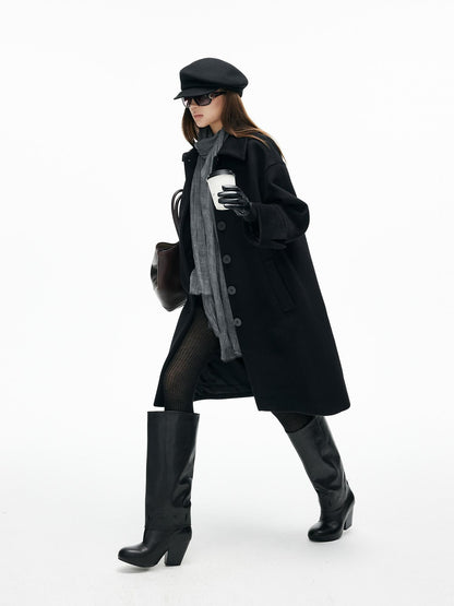 iamxiaa Lapel Hline Cocoon Sleeve Button Front Women&