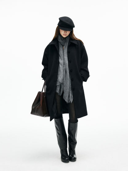 iamxiaa Lapel Hline Cocoon Sleeve Button Front Women&