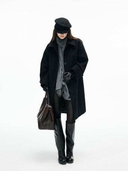 iamxiaa Lapel Hline Cocoon Sleeve Button Front Women&
