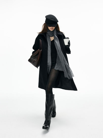 iamxiaa Lapel Hline Cocoon Sleeve Button Front Women&