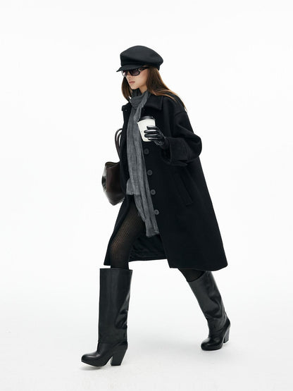 iamxiaa Lapel Hline Cocoon Sleeve Button Front Women&